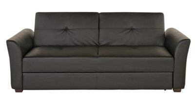 Lorenzo - 3 Seater Leather Effect - Sofa Bed with Storage - Blk